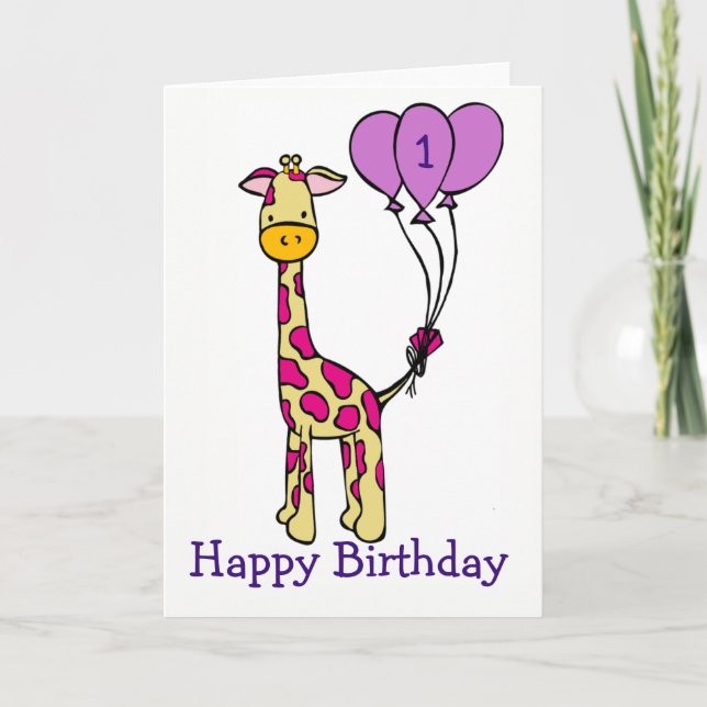 Custom Age Birthday Card - Giraffe (Front)