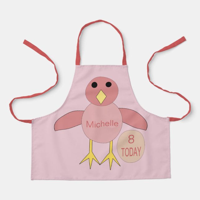 Custom Age Birthday Girl Chick Apron (Front)