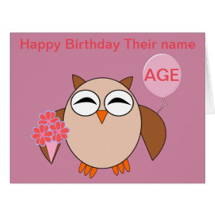 Custom Age Birthday Owl Card