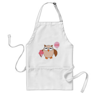 Custom Age Birthday Owl Cooking Apron