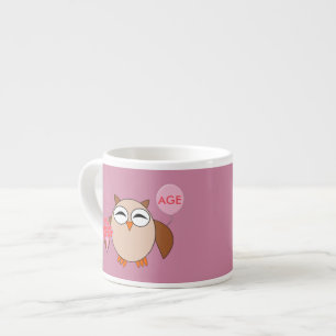 Custom Age Birthday Owl Espresso Mug