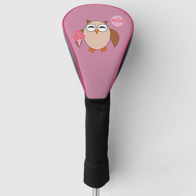 Custom Age Birthday Owl Golf Driver Cover (Front)