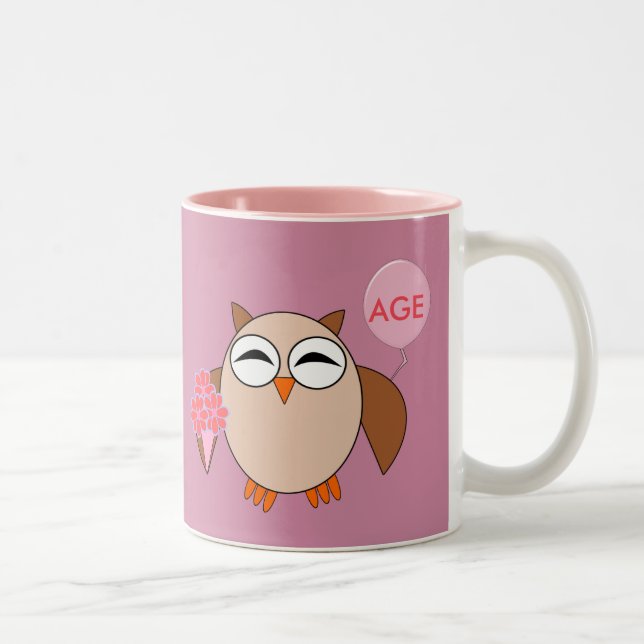 Custom Age Birthday Owl Mug (Right)
