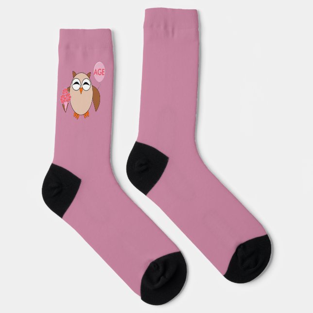 Custom Age Birthday Owl Socks (Right)