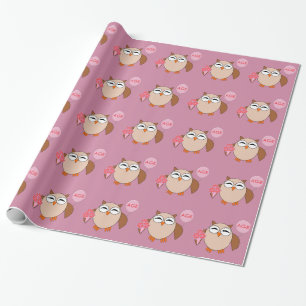 Custom Age Birthday Owl Wrapping Paper