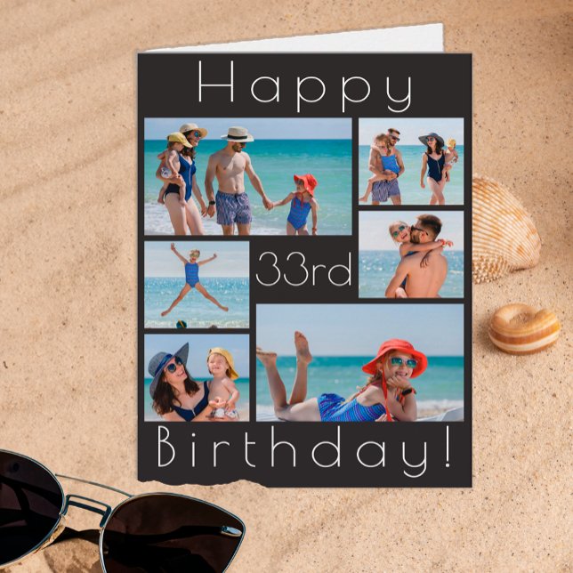 Custom Age Birthday Photo Collage Card – Happy Bir (Any age photo collage birthday card)