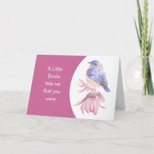 Custom Age Birthday Pink Flower and Bluebird Card