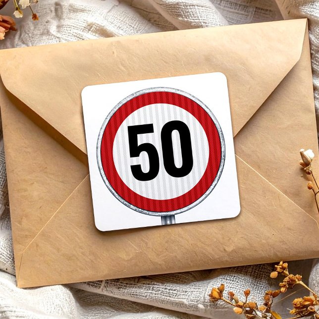 Custom AGE birthday with traffic sign Square Sticker (Creator Uploaded)