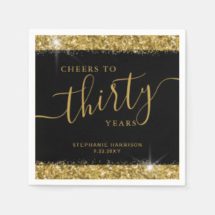 Custom Age Cheers Thirty Years Black Gold Custom  Napkin