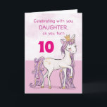 Custom Age Daughter Birthday Pink Horse With Crown Card<br><div class="desc">A sweet pink pony just like your daughter is prancing with the number ten! Gold looking details are woven in her mane and tail. Perfect card to wish your daughter her birthday!
(Digitally rendered golden looking colour)</div>