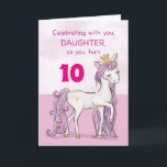 Custom Age Daughter Birthday Pink Horse With Crown Card<br><div class="desc">A sweet pink pony just like your daughter is prancing with the number ten! Gold looking details are woven in her mane and tail. Perfect card to wish your daughter her birthday!
(Digitally rendered golden looking colour)</div>