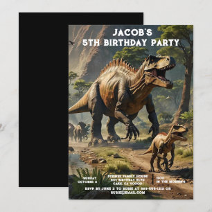 Custom Age Dinosaur Birthday Party Invitations