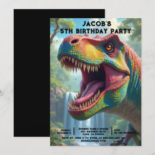 Custom Age Dinosaur Birthday Party Invitations