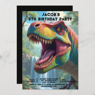 Custom Age Dinosaur Birthday Party Invitations