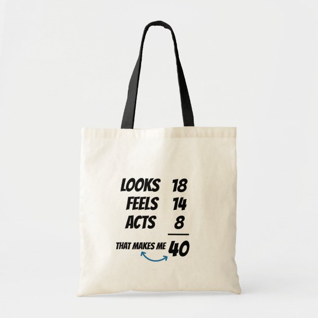 Custom Age Equation Funny Personalized Birthday  Tote Bag (Front)