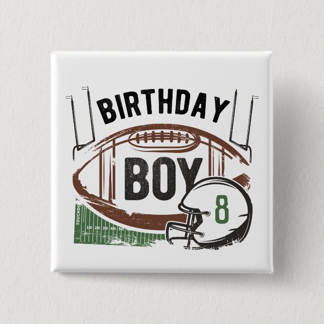 Custom Age Football Birthday Button (Front)