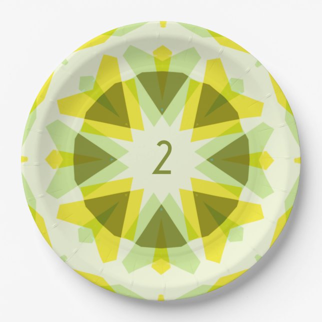 Custom Age Fun Bright Yellow Green Birthday Star Paper Plate (Front)