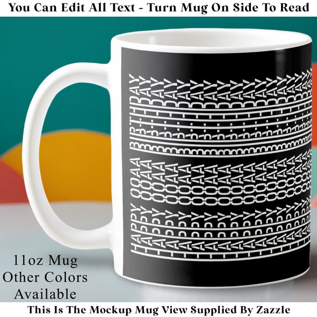Custom Age Happy Birthday Modern Hidden Message Coffee Mug (Creator Uploaded)
