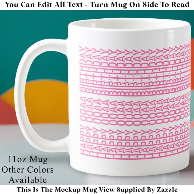 Custom Age Happy Birthday Modern Hidden Message Coffee Mug (Creator Uploaded)