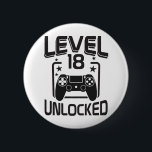 Custom Age Level 18 Unlocked Birthday Gamer  2 Inch Round Button<br><div class="desc">Celebrate a special birthday with this fun "Level Unlocked" button! Perfect for gamers and video game lovers,  this hat makes a great birthday gift to  celebrate leveling up in life. You can customize the number on the design making it perfect for any age.</div>