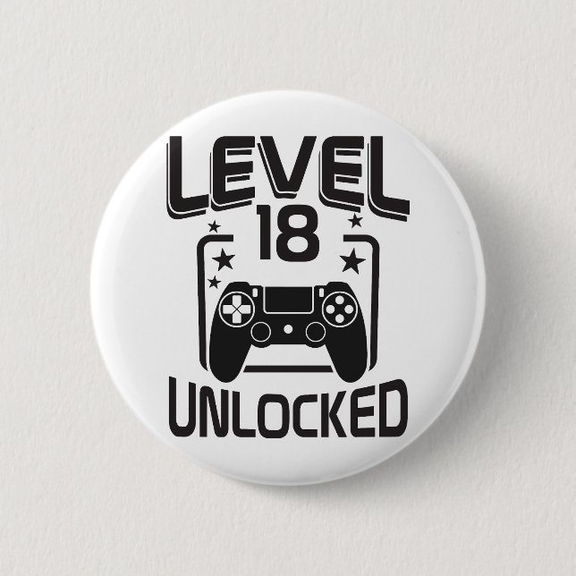 Custom Age Level 18 Unlocked Birthday Gamer  2 Inch Round Button (Front)