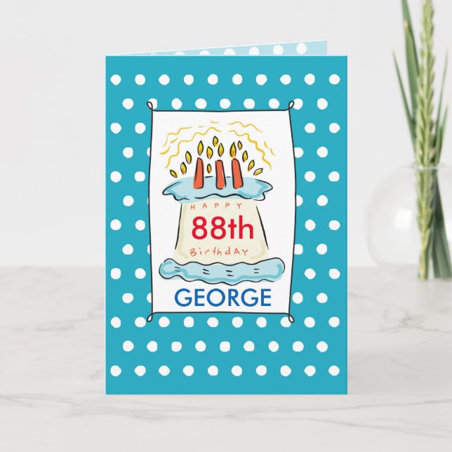 Custom Age & Name, 88th Birthday Cake Card (Front)