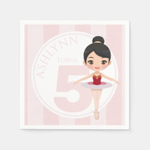 Custom Age & Name Pink Ballet Girls Birthday Napkin