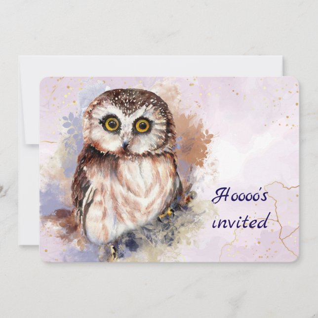 Custom Age Nature, Owl, Bird, Birthday Party Invitation (Front)