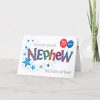 Custom Age Nephew's Birthday Stars Balloons Card