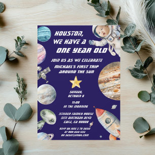 Custom Age Outer Space Astronaut Birthday  Invitation