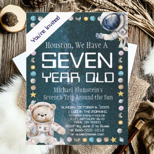 Custom Age Outer Space Birthday Party Invitation