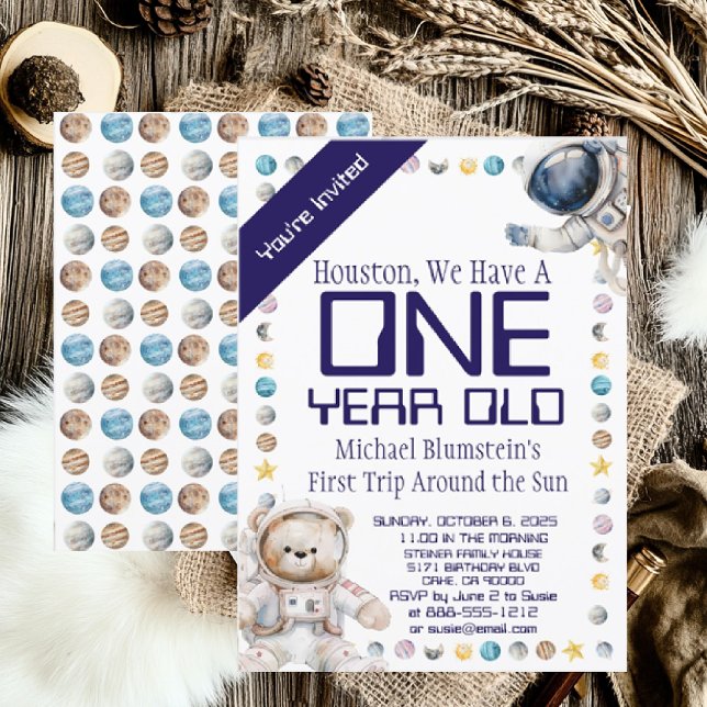 Custom Age Outer Space Birthday Party Invitation (Creator Uploaded)