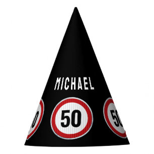 CUSTOM AGE Red circular road sign birthday Party Hat