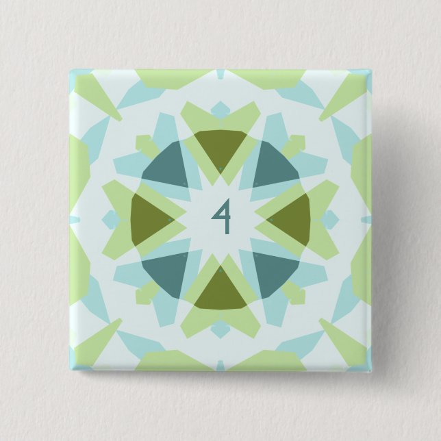 Custom Age Soft Blue Green Star Kid’s Birthday 2 Inch Square Button (Front)