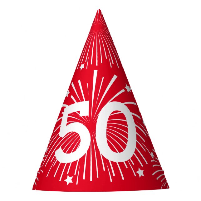 Custom age surprise Birthday party paper cone hats (Front)