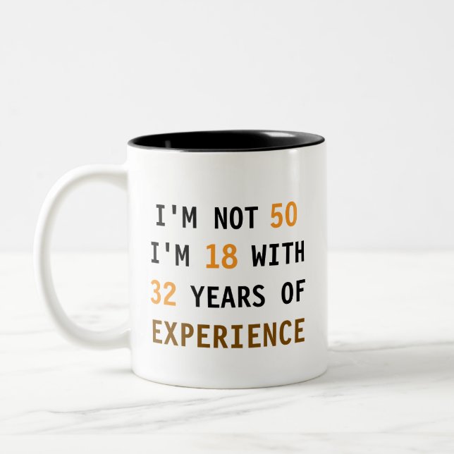 Custom Ages Birthday Gift – Funny Two-Tone Coffee Mug (Left)