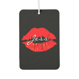 Custom Air Freshener - Kiss Lips Name Red