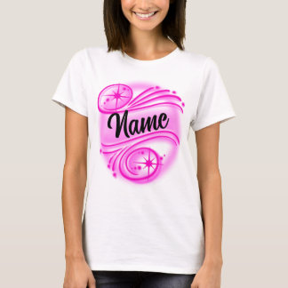 Custom Airbrushed Personalized Name Pink T-Shirt