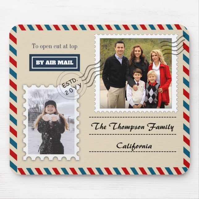 Custom Airmail 2 Family Photo and Name Mousepad (Front)