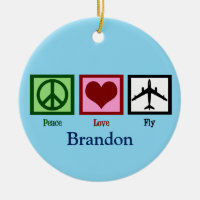 Custom Airplane Peace Love Fly Blue Pilot