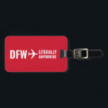 Custom Airport Code Funny Red Luggage Luggage Tag<br><div class="desc">Add your home airport code next to the airplane pointing "literally anywhere" to express exactly how much you love to travel on a modern and simple red luggage tag. A fun adventure theme school trip, vacation, or graduation ID tag that's also fun as a pilot or flight attendant gift. *...</div>