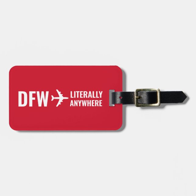 Custom Airport Code Funny Red Luggage Tag (Front Horizontal)