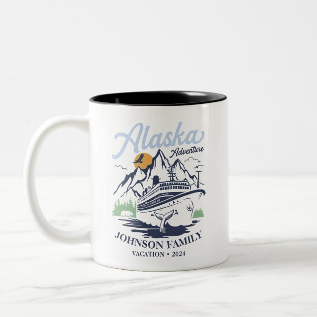 Custom Alaska Cruise Family Friends Group Matching Two-Tone Coffee Mug (Left)