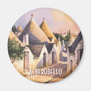 Custom Alberobello Trulli House Italy Watercolor Magnet