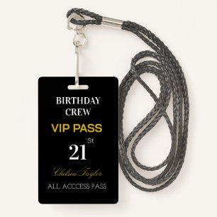 Custom All Access 21st Any Age Birthday VIP  Badge