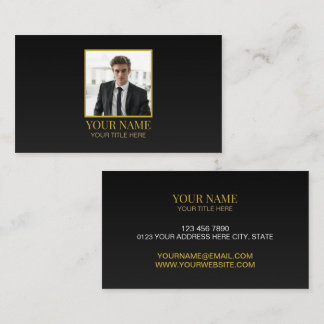 Custom All Black and Gold Best Luxury Photo Name Business Card