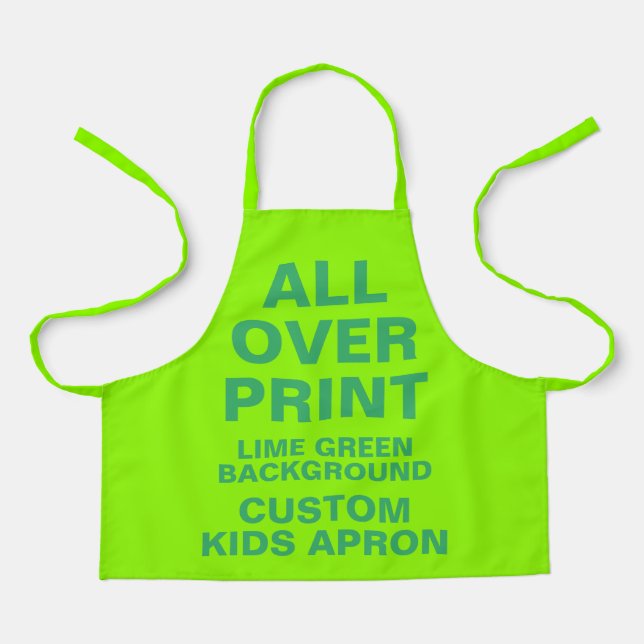 Custom All Over Print Kids Apron LIME GREEN (Front)