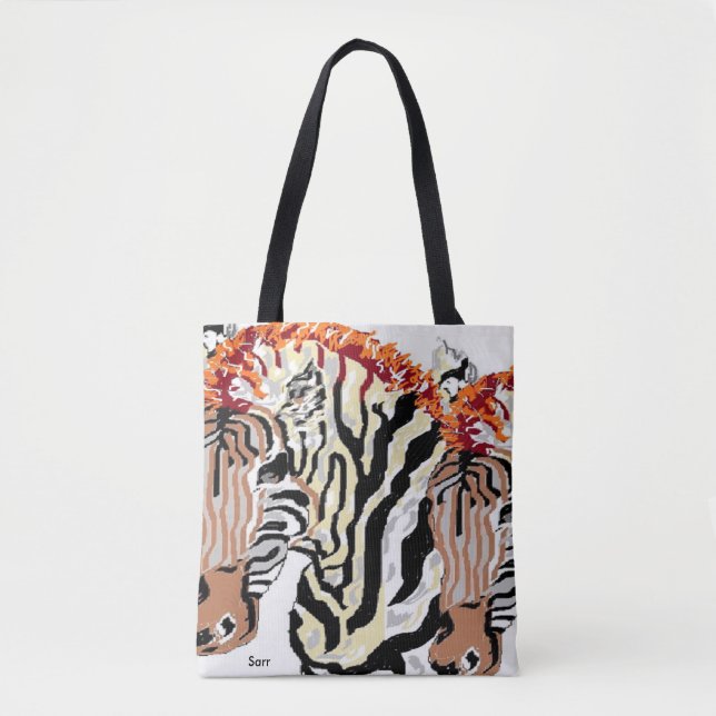 Custom All-Over-Print Tote Bag/Zebras (Front)