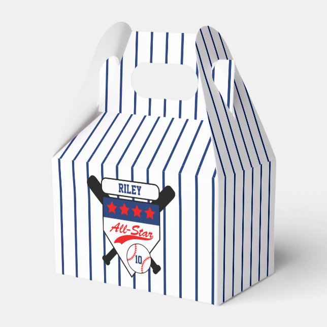 Custom All-Star Baseball Birthday Favor Box (Front Side)