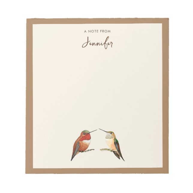 Custom Allen's Hummingbirds Notepad (Front)